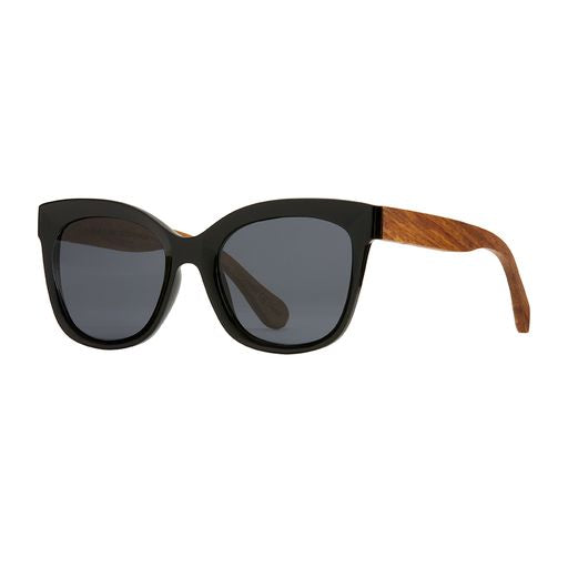 Nora Smoke Polarized Sunglasses - Walnut & Onyx