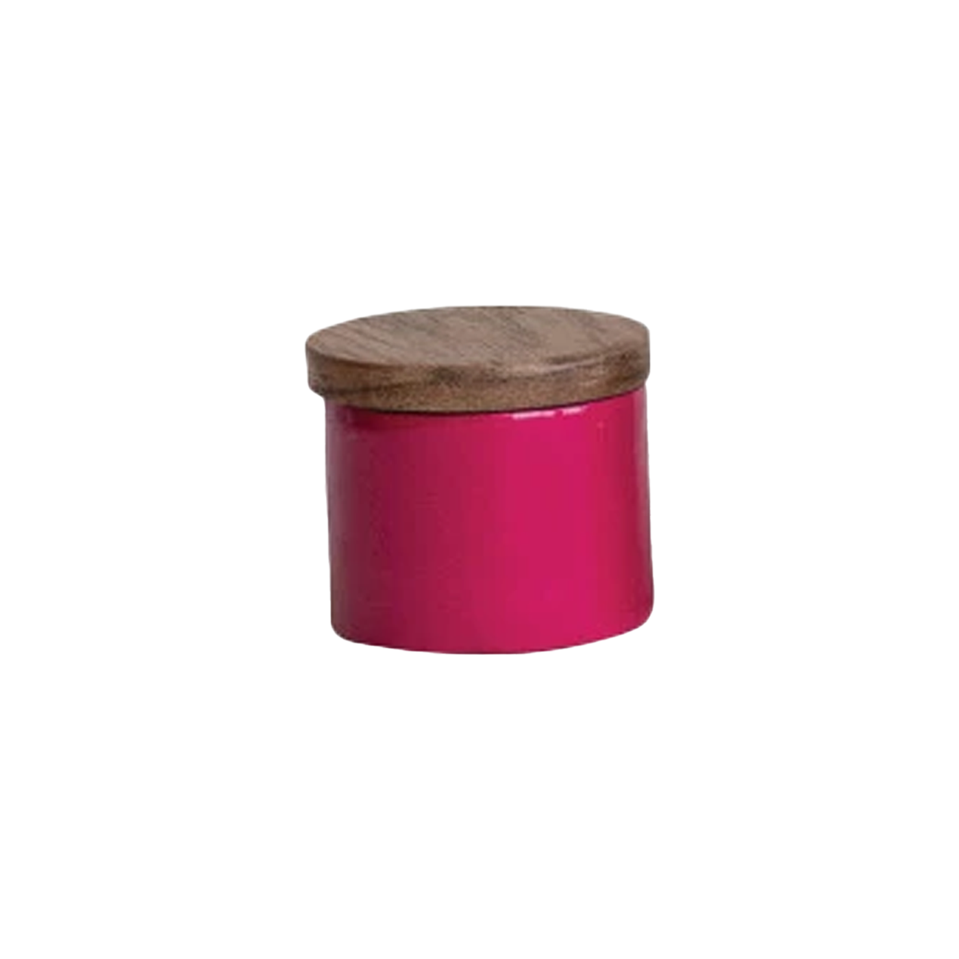 Metal Mini Pinch Pot With Acacia Wood Lid - Hot Pink