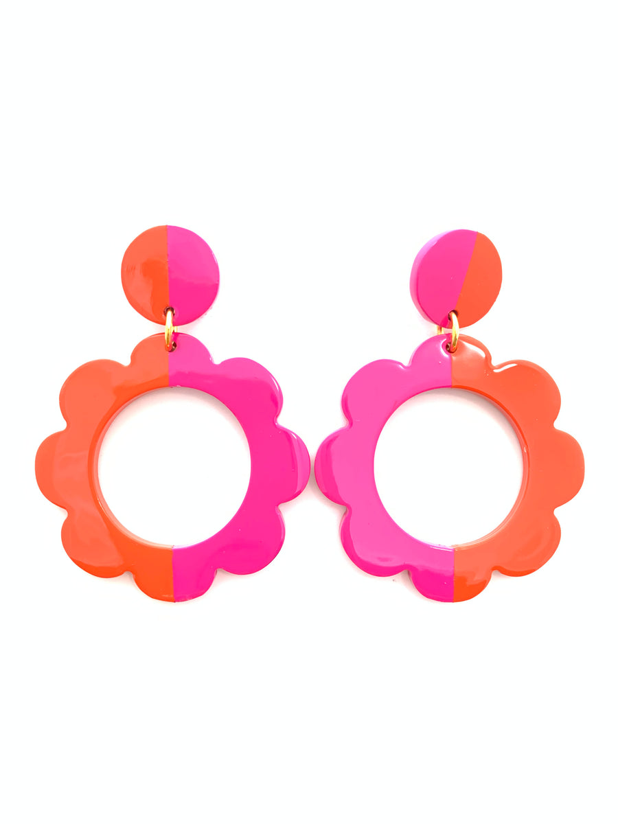 Color Block Flower - Orange & Hot Pink