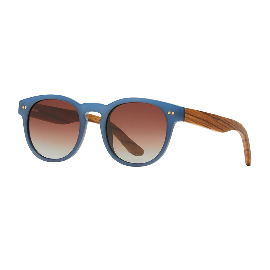 Indie Polarized Sunglasses - Matte Blue / Zebra Wood