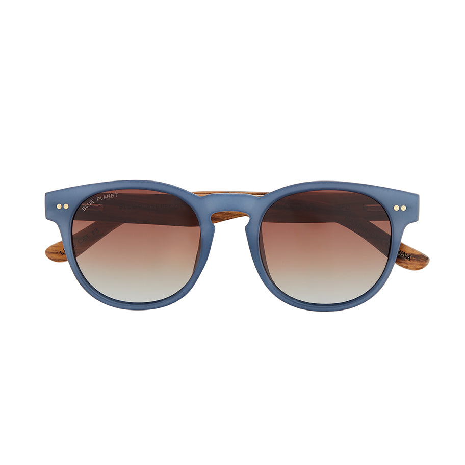 Indie Polarized Sunglasses - Matte Blue / Zebra Wood