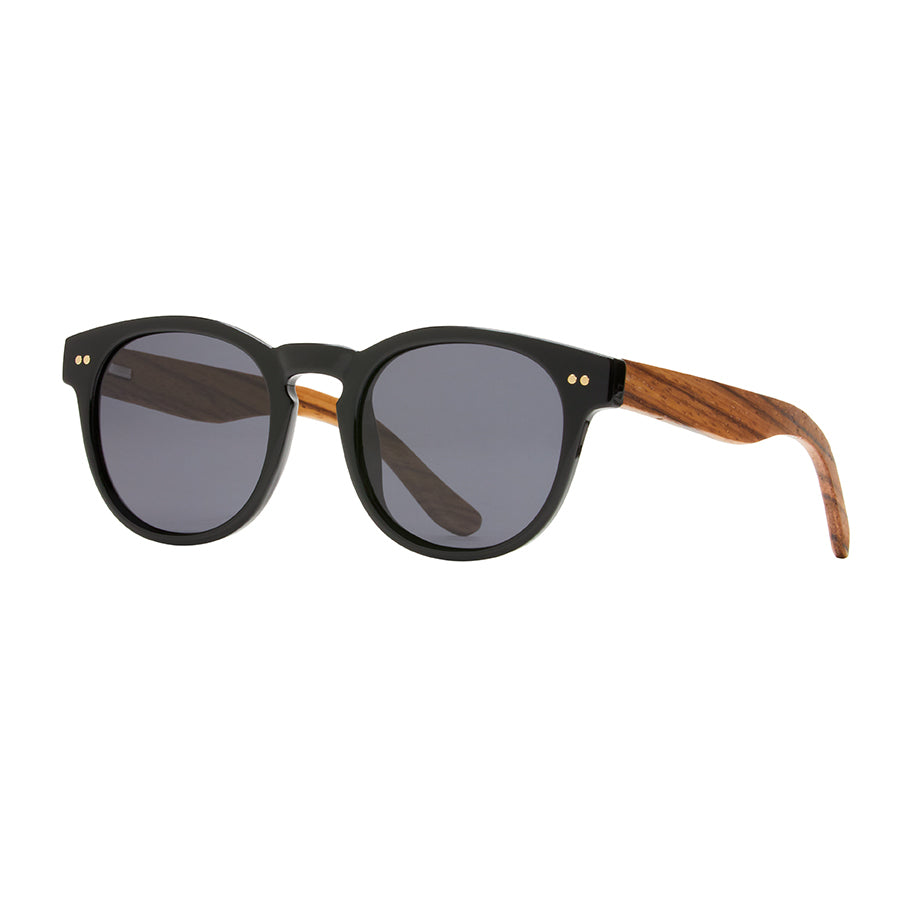 Indie Polarized Sunglasses - Onyx / Zebra Wood