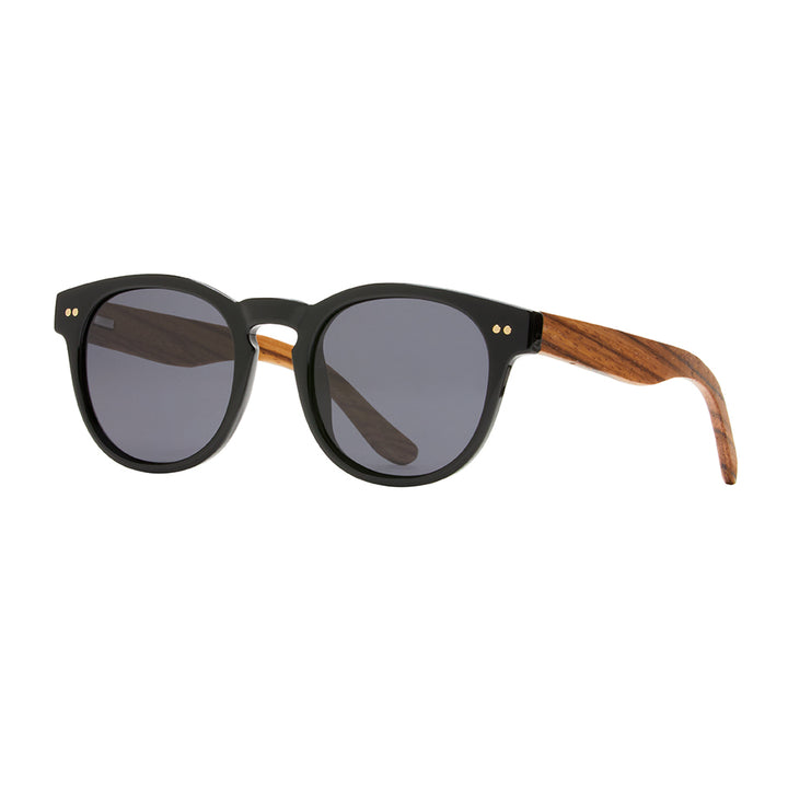 Indie Polarized Sunglasses - Onyx / Zebra Wood