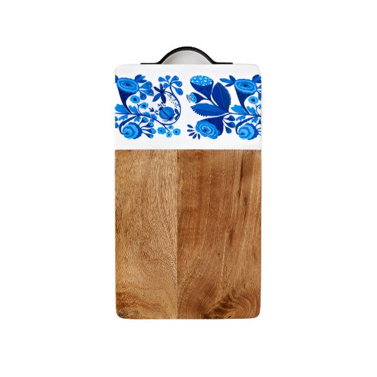 Blue & White Mango Wood Cutting Board