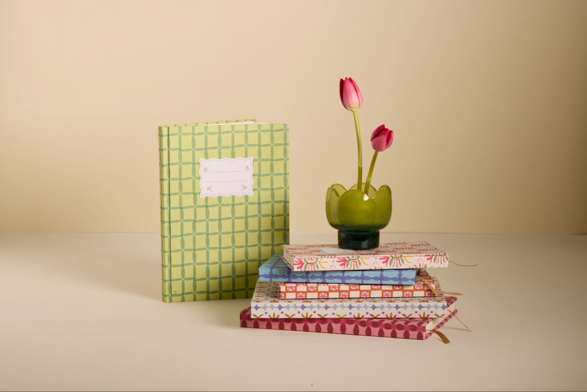 Tulip Jumbo Journal - Green Lattice