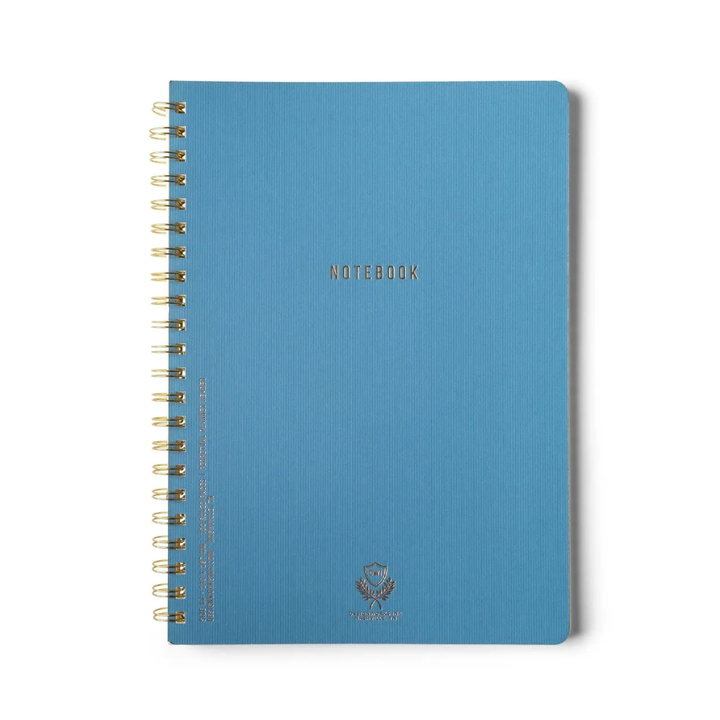 Textured Paper Twin Wire Notebook - Large Blue