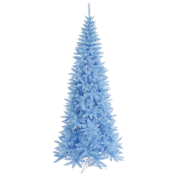Sky Blue Slim Fir Tree - 6.5' x 34" Pre-Lit with 400 Blue Dura-Lit LED Italian Style Lights