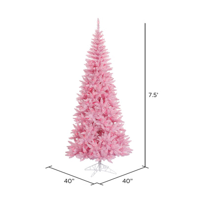 Light Pink Slim Fir Tree - 7.5'x 40" Pre-Lit with 500 Dura-Lit LED Italian Style Pink Lights