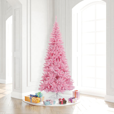 Light Pink Slim Fir Tree - 7.5'x 40" Pre-Lit with 500 Dura-Lit LED Italian Style Pink Lights