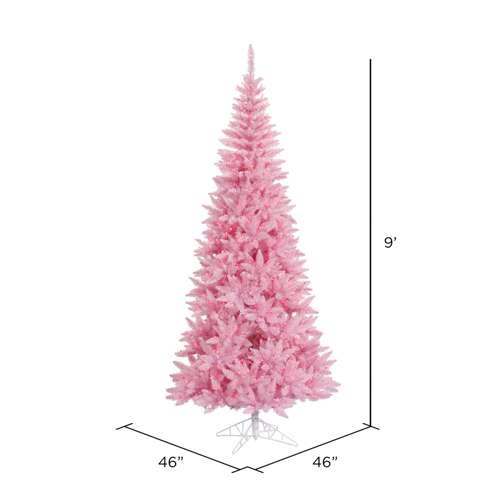 Light Pink Slim Fir Tree - 9'x 46" Pre-Lit with 700 Dura-Lit LED Italian Style Pink Lights