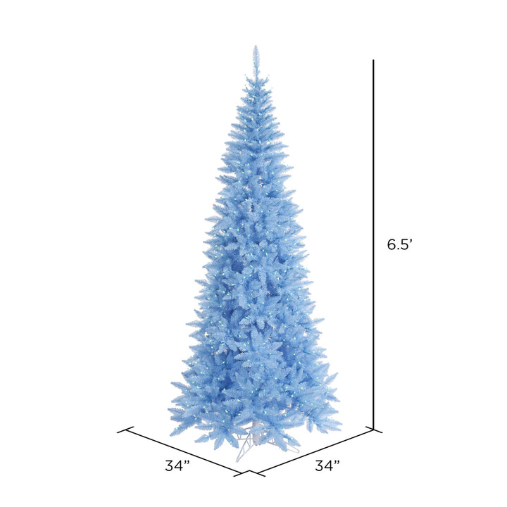 Sky Blue Slim Fir Tree - 6.5' x 34" Pre-Lit with 400 Blue Dura-Lit LED Italian Style Lights