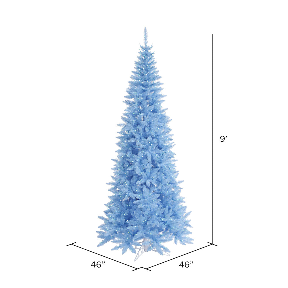 Sky Blue Fir Slim Tree - 9' x 46" Pre-lit with 700 Blue Italian Style LED Lights
