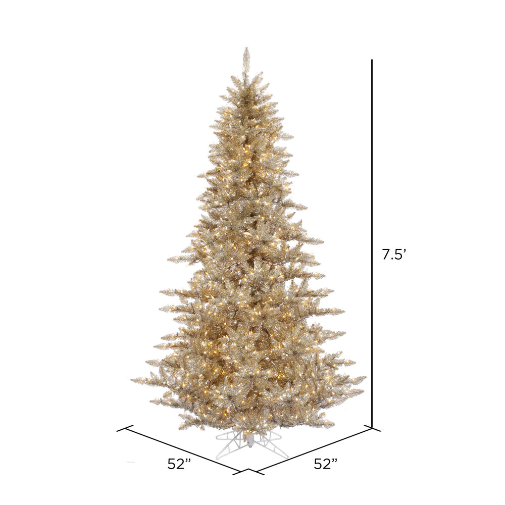 Champagne Fir Tree - 7.5' x 52" Pre-Lit with 750 Warm White Dura-lit LED Lights