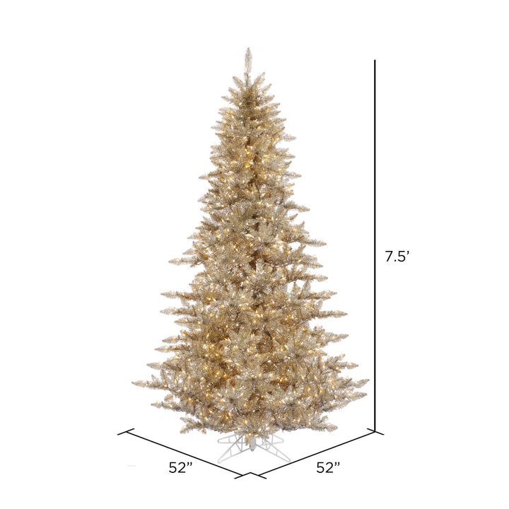 Champagne Fir Tree - 7.5' x 52" Pre-Lit with 750 Warm White Dura-lit LED Lights