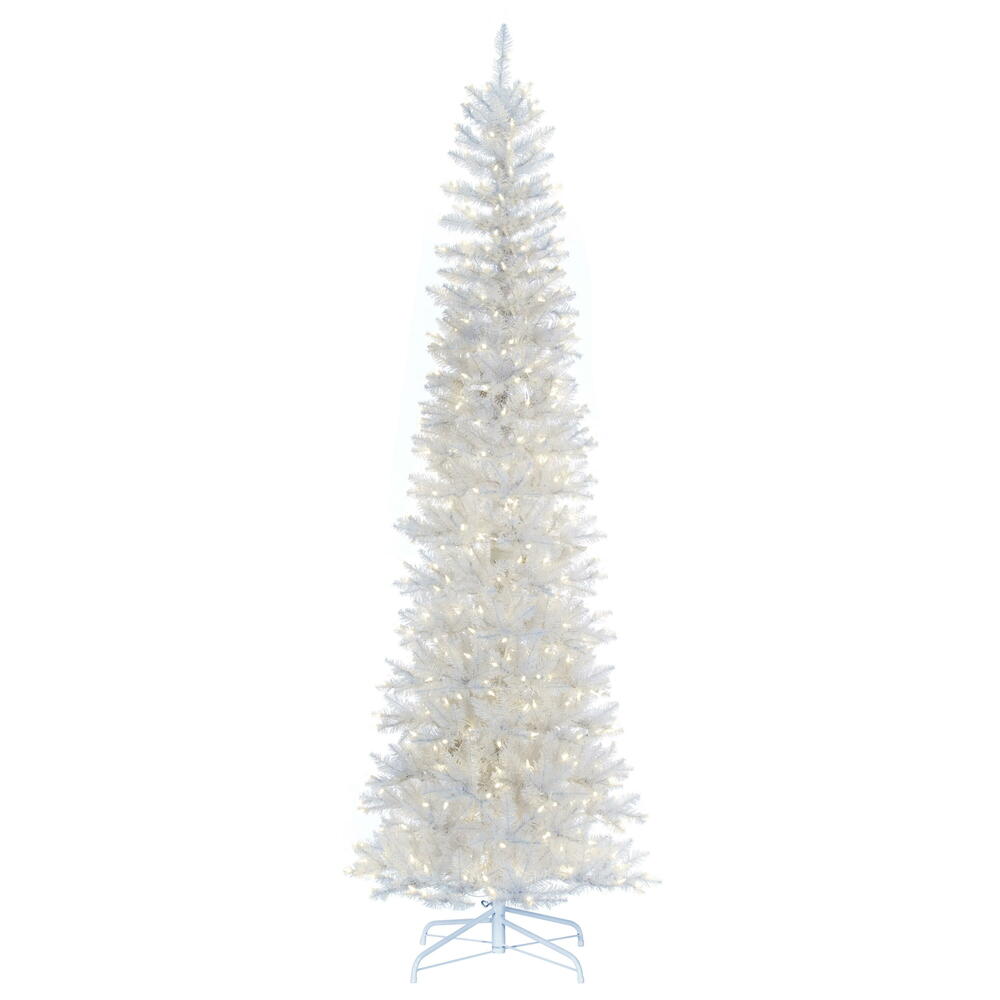 White Pencil Tree - 6.5' x 28" Pre-Lit With 400 Dura Lit Warm White LED Mini Lights
