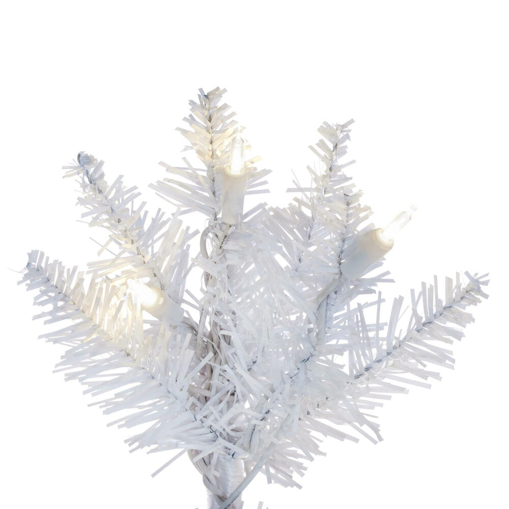 White Pencil Tree - 7.5' x 32" Pre-Lit with 450 Dura-Lit Warm White LED Mini Lights