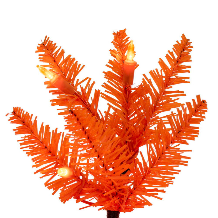 Orange Pencil Tree - 7.5' x 32" Pre-Lit with 450 Dura-Lit Orange LED Mini Lights
