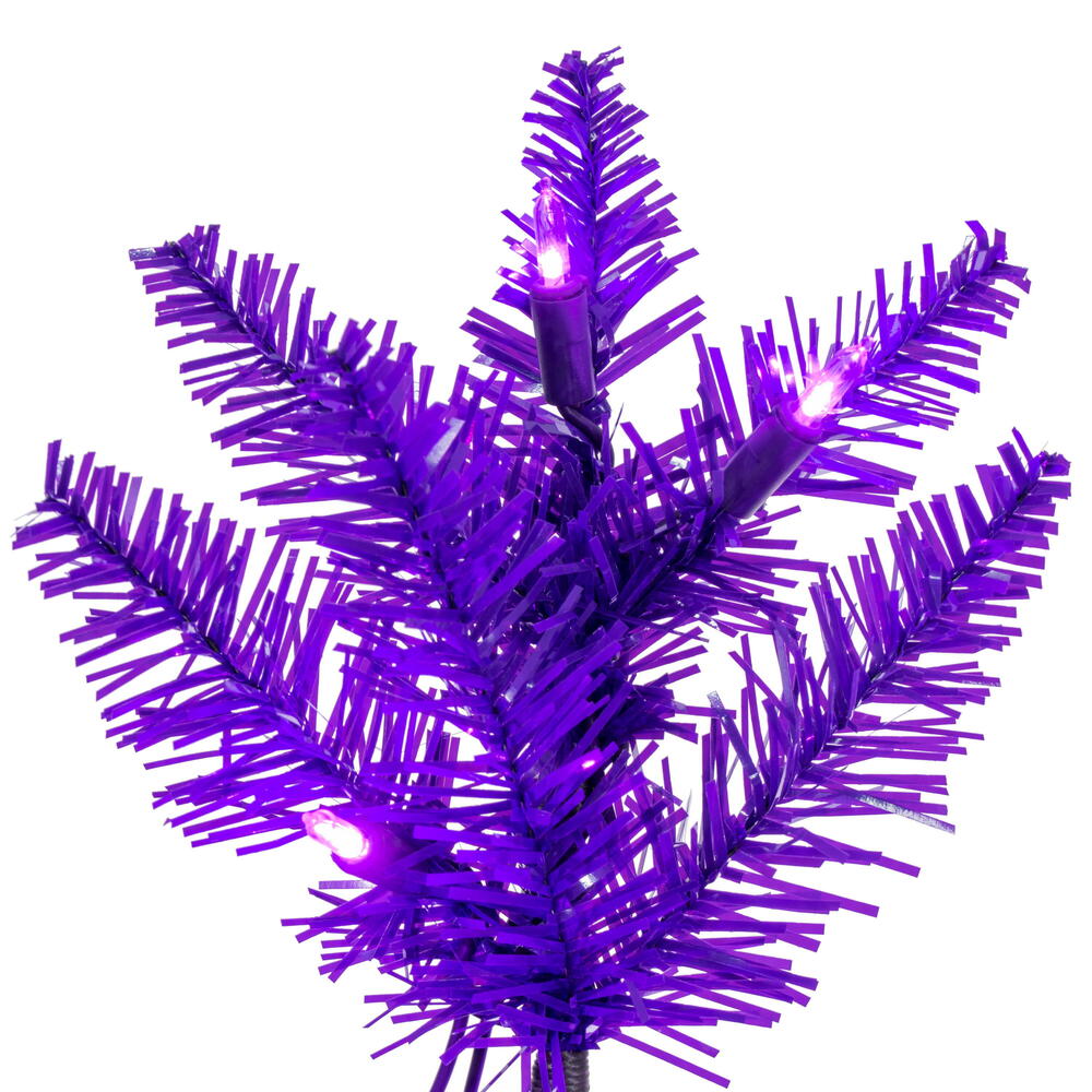 Purple Pencil Tree - 7.5' x 32" Pre-Lit with 450 Dura-Lit Purple LED Mini Lights