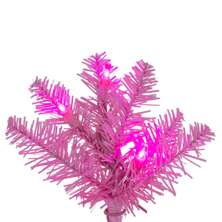 Pink Pencil Tree - 7.5' x 32" Pre-Lit with 450 Dura-Lit Pink LED Mini Lights