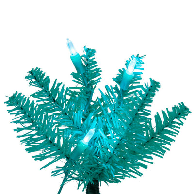 Aqua Pencil Tree - 7.5' x 32" Pre-Lit With 450 Dura-lit Aqua LED Mini Lights