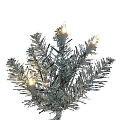 Silver Pencil Tree - 6.5' x 28" Pre-Lit With 400 Dura-lit Warm White LED Mini Lights