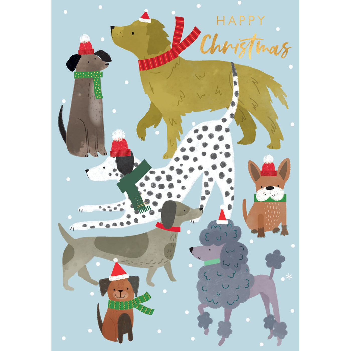 Happy Christmas Dogs Holiday Greeting Card