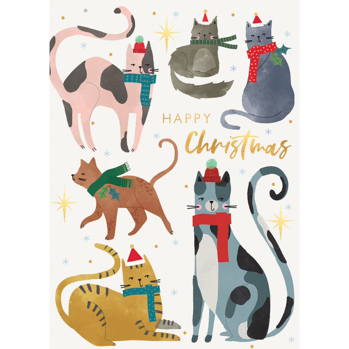 Happy Christmas Cats Holiday Greeting Card