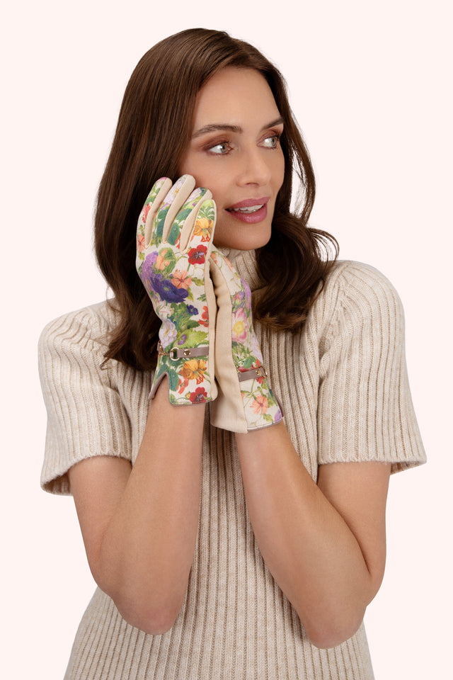 Kylie Floral Gloves - Cream