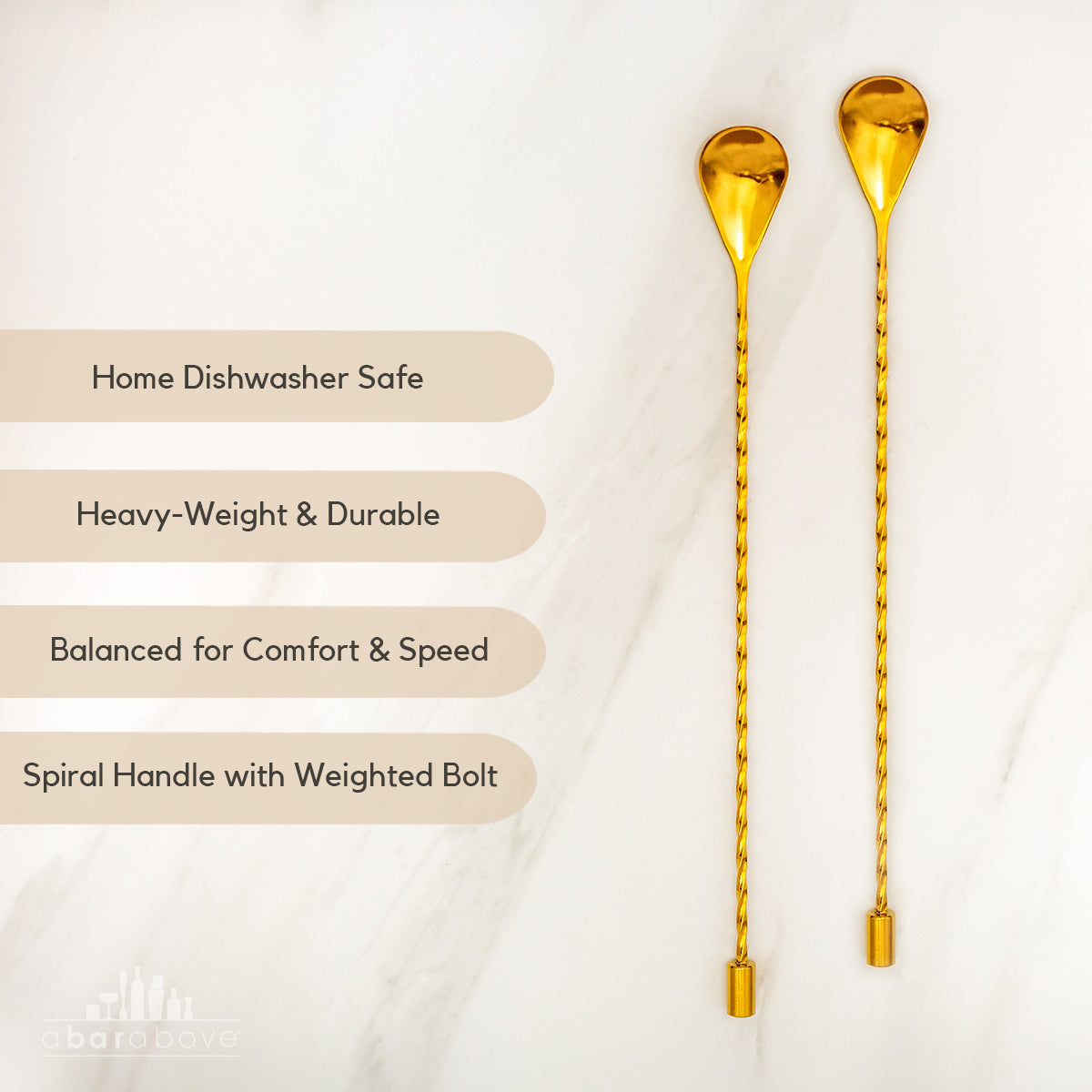 Stainless Steel Bar Spoons (Spiral Handle, Set of 2)
