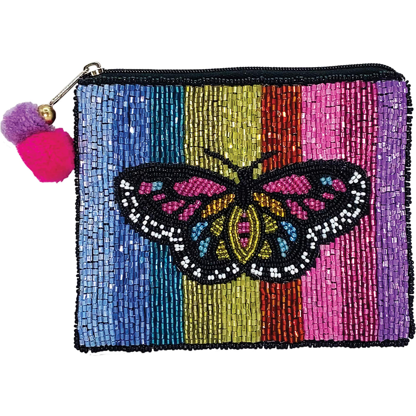 Colorful Butterfly Beaded Coin Pouch