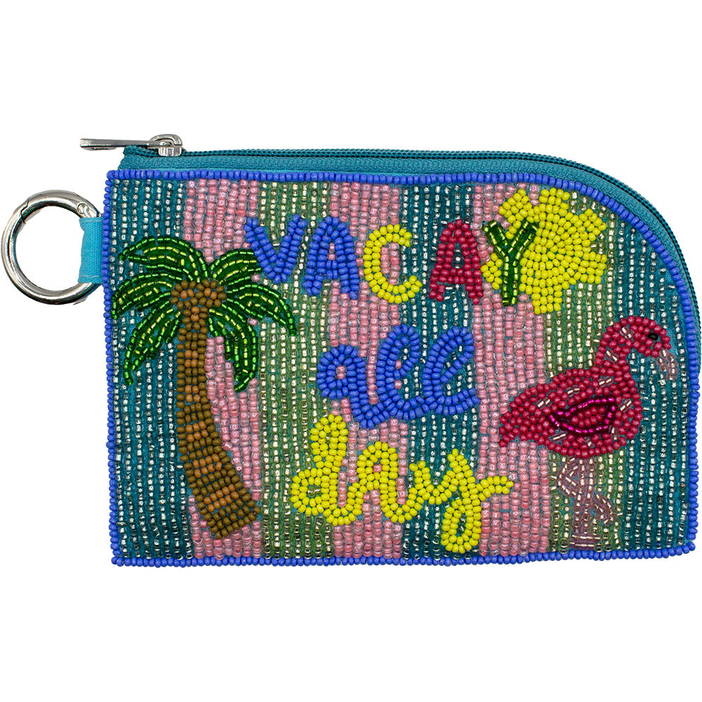 Vacay All Day Beaded Keychain Pouch