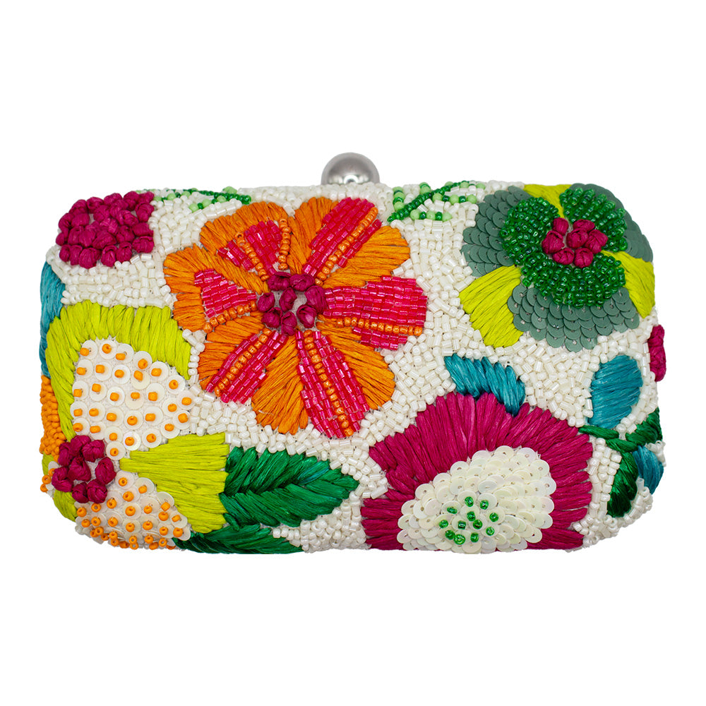 Floral Beaded Hard Clutch