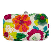 Floral Beaded Hard Clutch