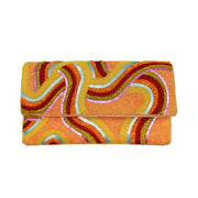 Orange Swirls Abstract Beaded Clutch