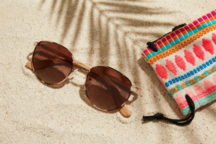 Liam Polarized Sunglasses - Matte Gold & Tortoise / Walnut Wood