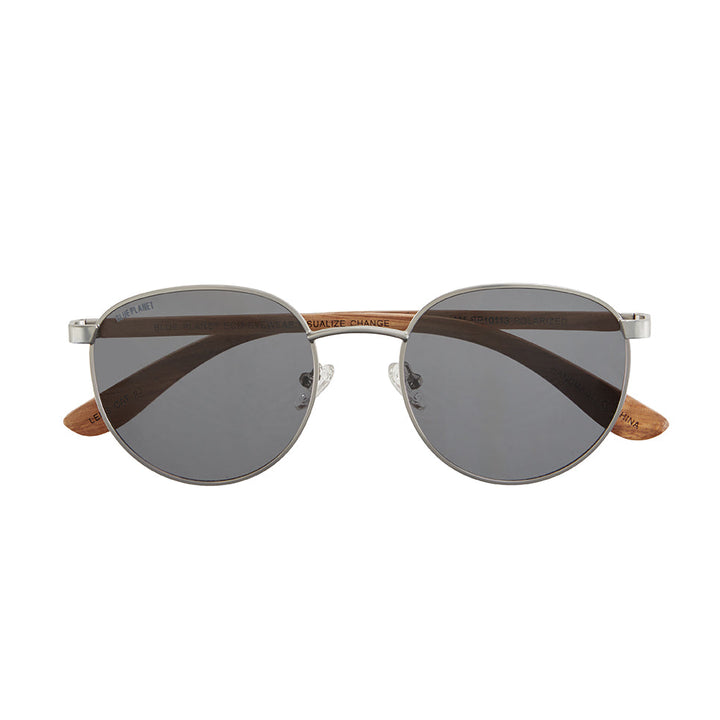 Liam Polarized Sunglasses - Matte Silver / Walnut Wood