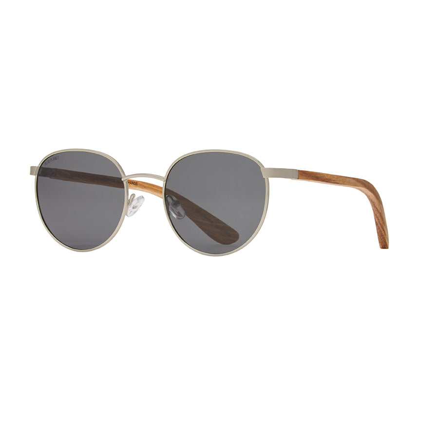 Liam Polarized Sunglasses - Matte Silver / Walnut Wood