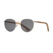 Liam Polarized Sunglasses - Matte Silver / Walnut Wood
