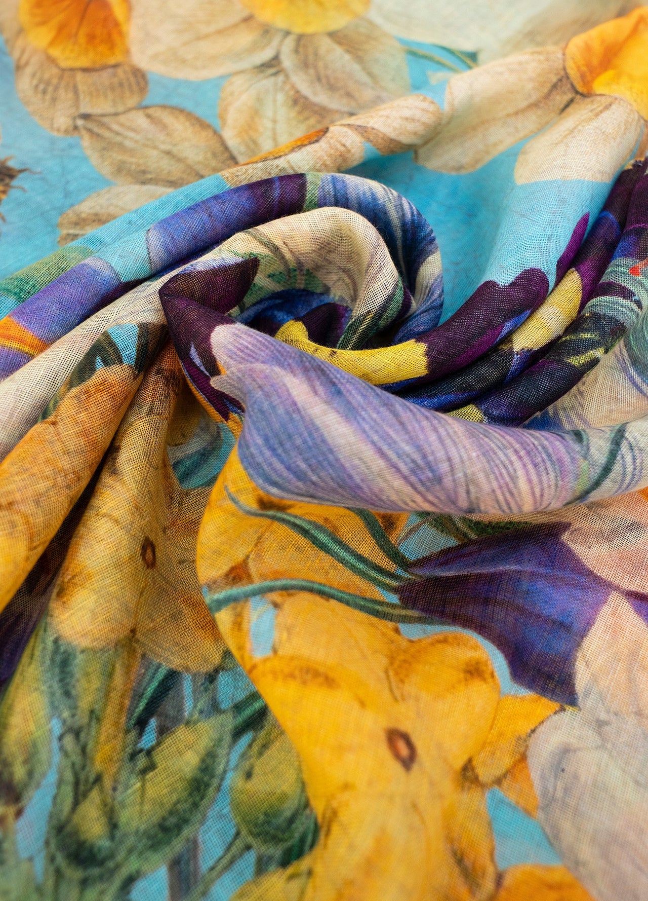 Spring Flora Linen & Cotton Scarf