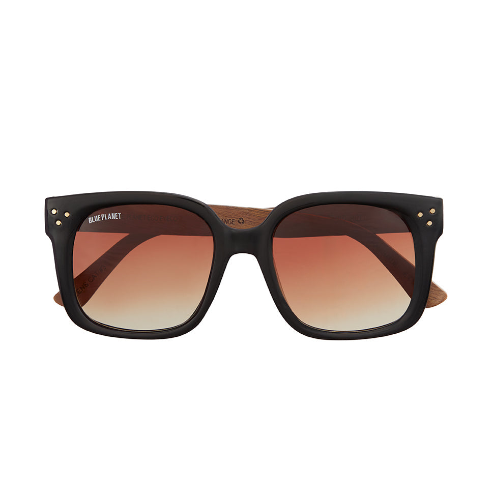 Luna Polarized Sunglasses - Onyx / Dark Walnut Wood