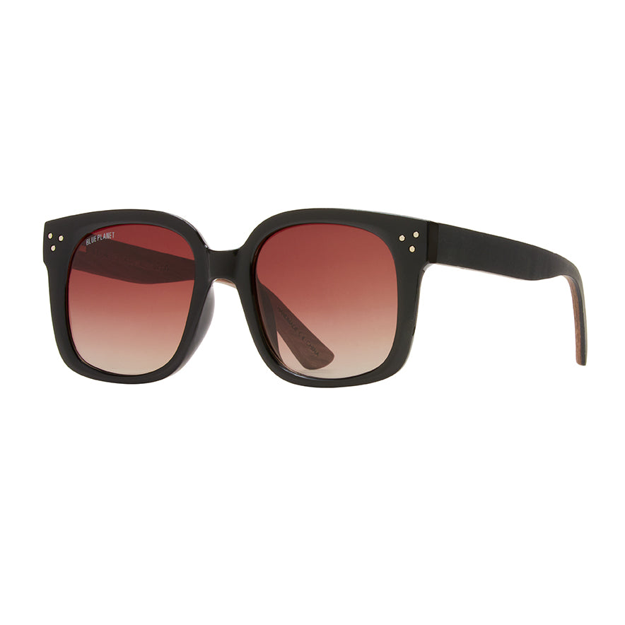 Luna Polarized Sunglasses - Onyx / Dark Walnut Wood