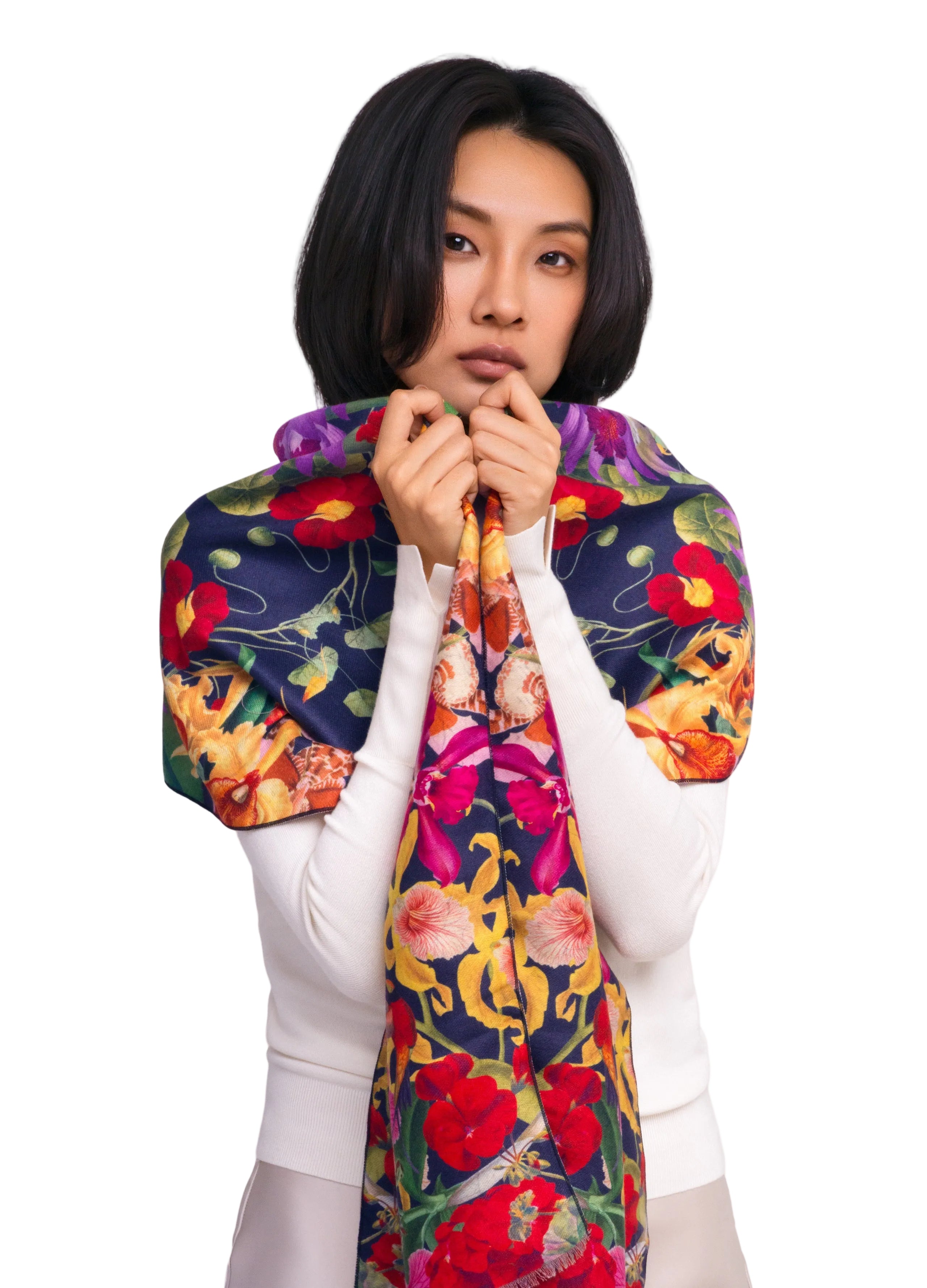 Botanical Kaleidoscope Luxe Print Scarf