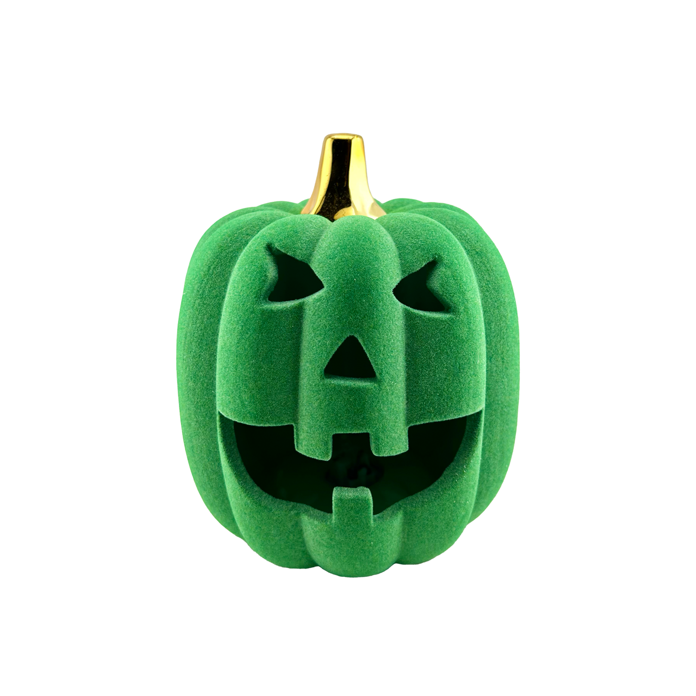 Large Flocked Jack O Lantern With LED Light - Green