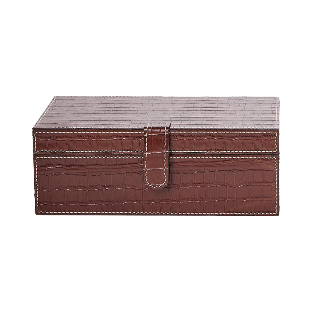Genuine Leather Reptile Pattern Storage Box - Large