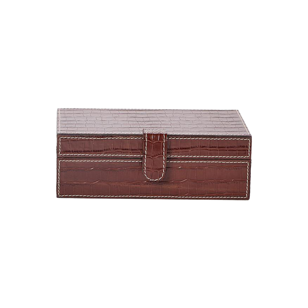 Genuine Leather Reptile Pattern Storage Box - Small
