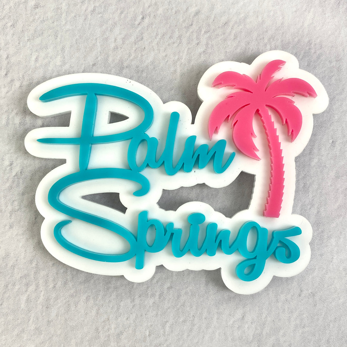 Palm Springs Script With Palm Tree Magnet - Aqua
