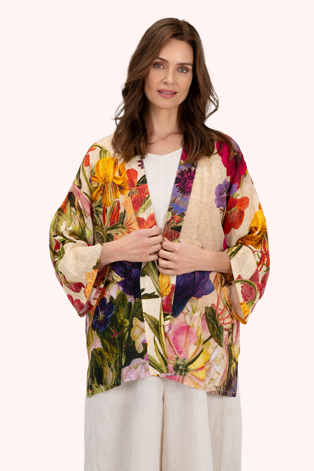 Cream Posey Mid-Length Kimono