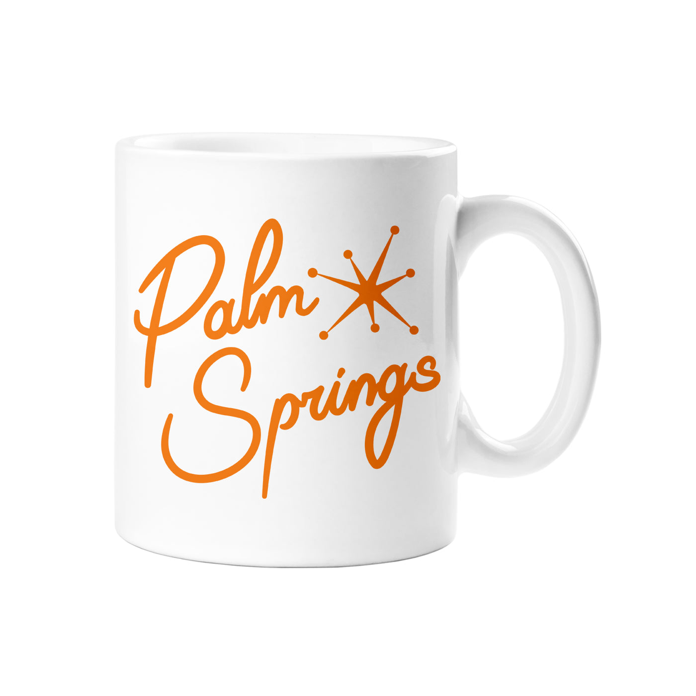 Orange Script Palm Springs Ceramic Mug