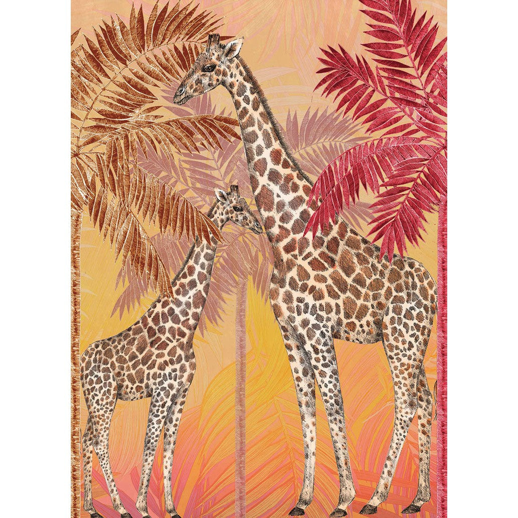 Giraffe Sunset Blank Greeting Card