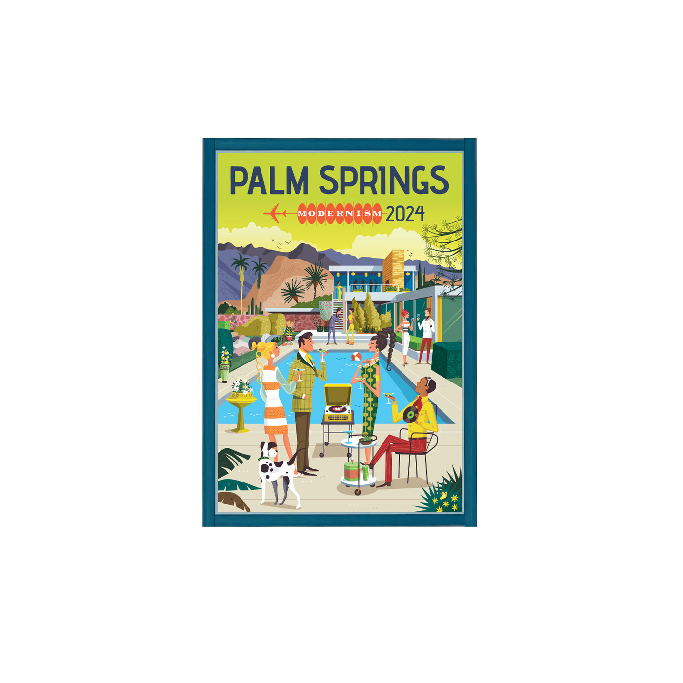 Palm Springs Mod Party 2024 Print (Blue Acrylic Framed / Not Signed)